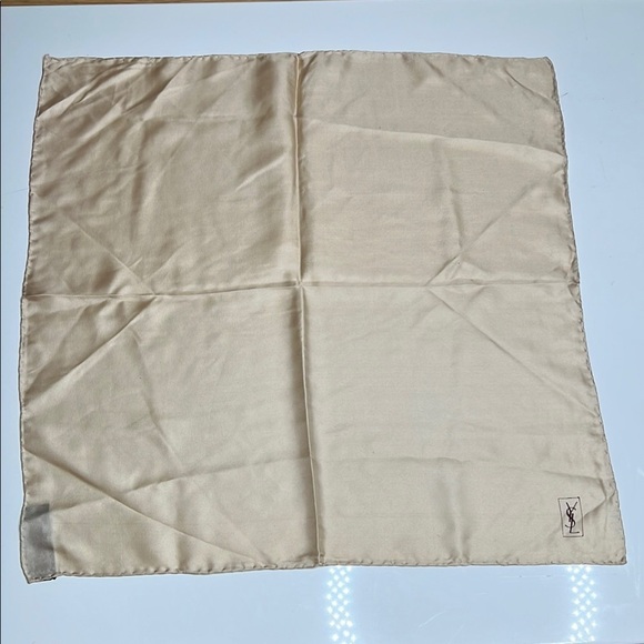 Yves Saint Laurent 19” Beige Cream 100% Silk Scarf - New - Picture 1 of 3